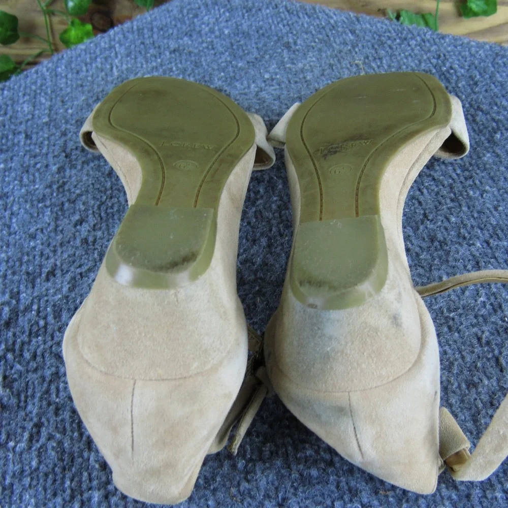J.Crew Women's 6.5 Beige‎ Suede Sandals Low Wedge Ankle Strap Comfort